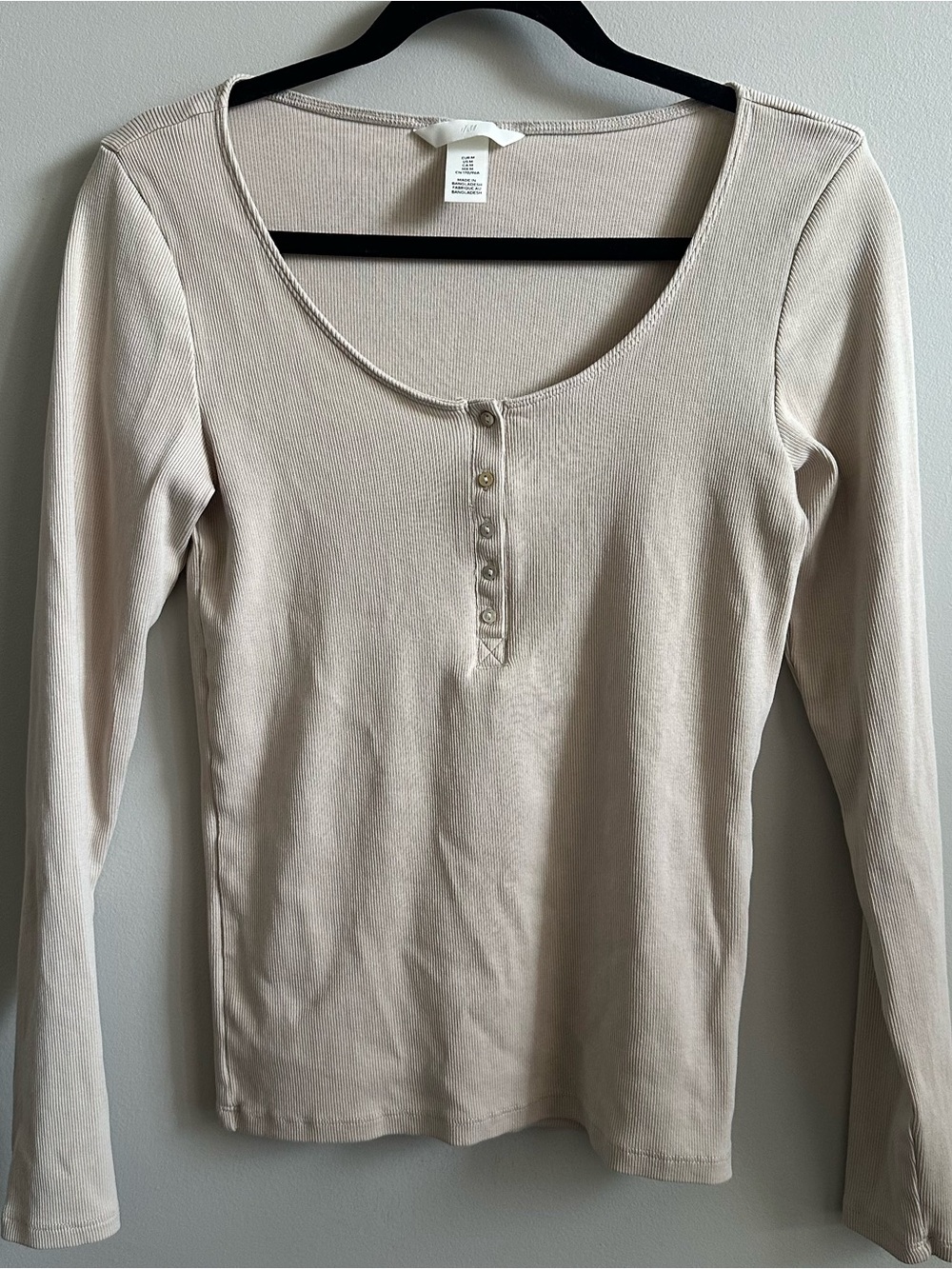 H&M Fitted Henley Shirt (soft ribbed cotton)